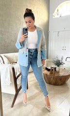 Gray And Denim Blazer