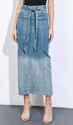 Mariam Tie Waist Denim Skirt