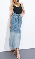 Mariam Tie Waist Denim Skirt