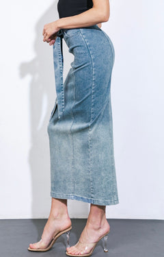 Mariam Tie Waist Denim Skirt