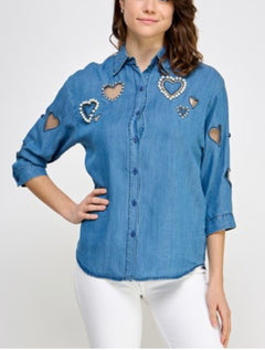 Cecilia Heart Denim Shirt